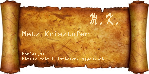Metz Krisztofer névjegykártya